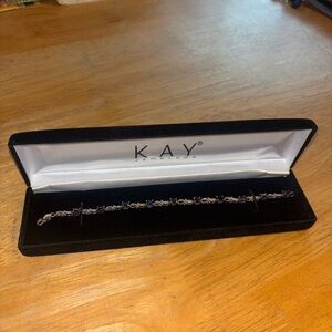 Kay Jewelers Silver & Sapphire Link Bracelet